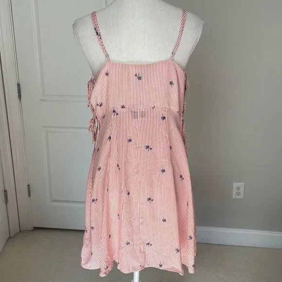 NWT Free People Garden Grove Pink and White Striped Palm Tree Print Slip Dress - Picture 7 of 12
